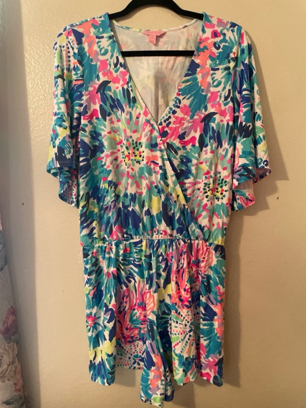 Lilly Pulitzer Turquoise Pink Multicolor Floral One-Piece Romper